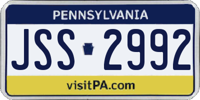 PA license plate JSS2992