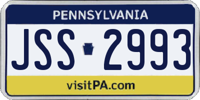 PA license plate JSS2993