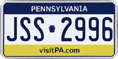 PA license plate JSS2996