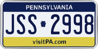 PA license plate JSS2998