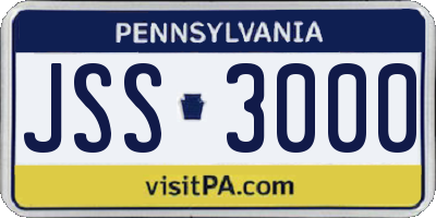 PA license plate JSS3000