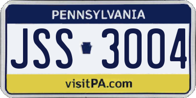 PA license plate JSS3004