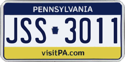 PA license plate JSS3011