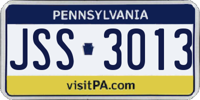 PA license plate JSS3013