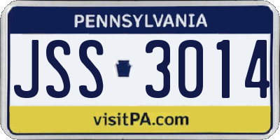 PA license plate JSS3014