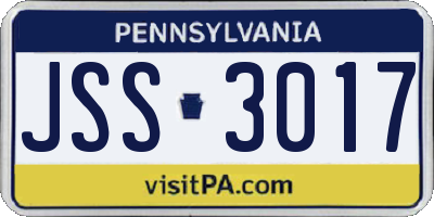 PA license plate JSS3017
