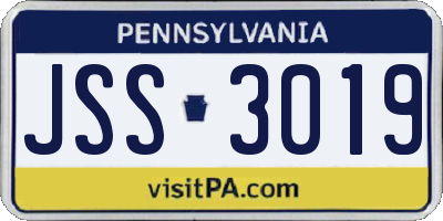 PA license plate JSS3019