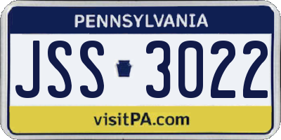 PA license plate JSS3022