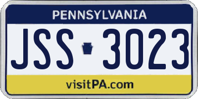 PA license plate JSS3023