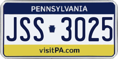 PA license plate JSS3025