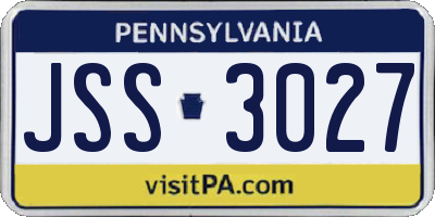 PA license plate JSS3027