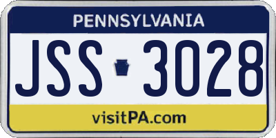 PA license plate JSS3028