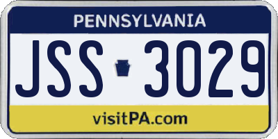 PA license plate JSS3029