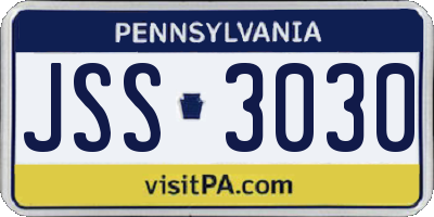 PA license plate JSS3030