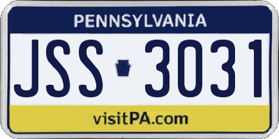 PA license plate JSS3031