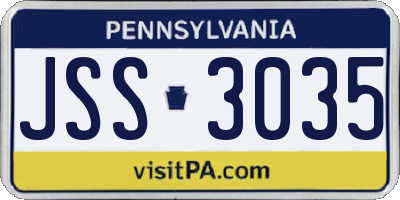 PA license plate JSS3035