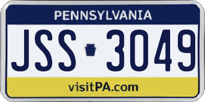 PA license plate JSS3049