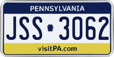PA license plate JSS3062
