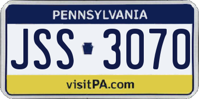 PA license plate JSS3070