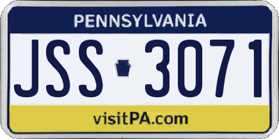 PA license plate JSS3071