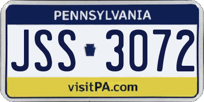 PA license plate JSS3072