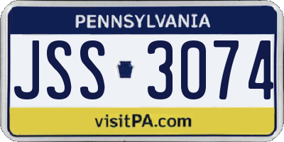 PA license plate JSS3074