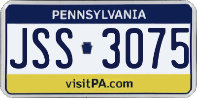 PA license plate JSS3075