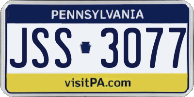 PA license plate JSS3077
