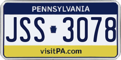 PA license plate JSS3078