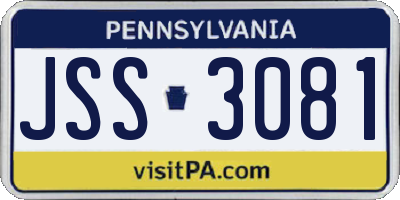 PA license plate JSS3081