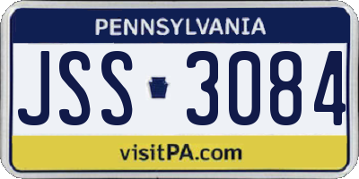 PA license plate JSS3084