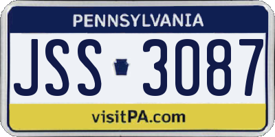 PA license plate JSS3087