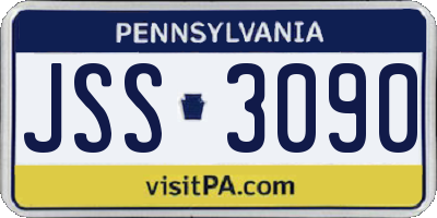 PA license plate JSS3090