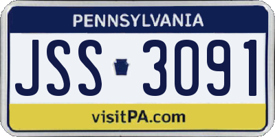 PA license plate JSS3091