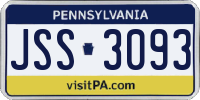 PA license plate JSS3093