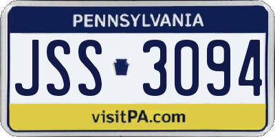 PA license plate JSS3094