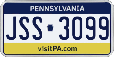 PA license plate JSS3099