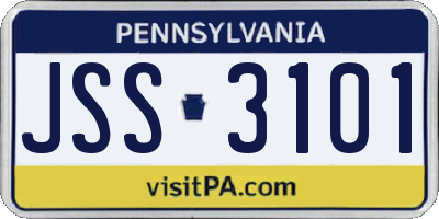PA license plate JSS3101