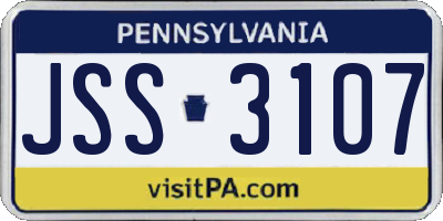 PA license plate JSS3107