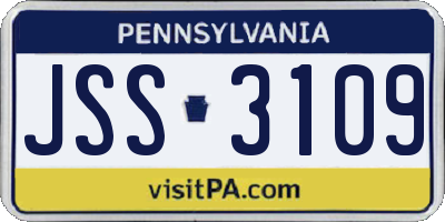 PA license plate JSS3109