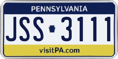 PA license plate JSS3111