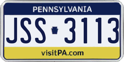 PA license plate JSS3113