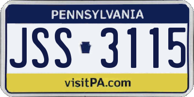 PA license plate JSS3115
