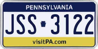 PA license plate JSS3122