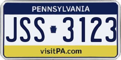 PA license plate JSS3123