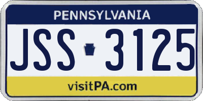 PA license plate JSS3125