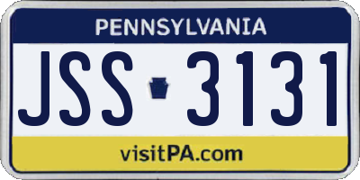 PA license plate JSS3131