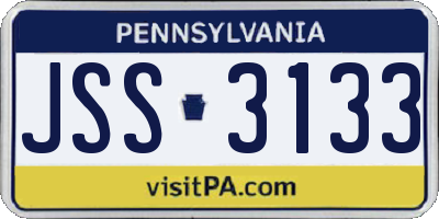 PA license plate JSS3133