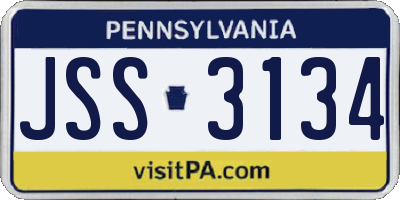 PA license plate JSS3134