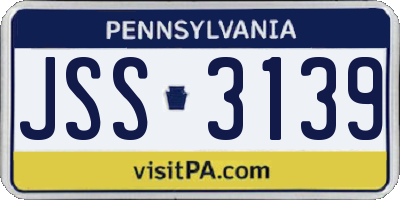 PA license plate JSS3139